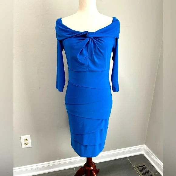 white christmas dresses Arianna - Sapphire Blue Embroidered Silk Taffeta Long Floral Cocktail Dress